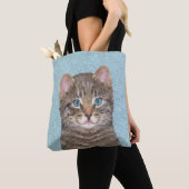 Gray Tabby Cat Painting - Cute Original Cat Art Tote Bag (Dichtbij)