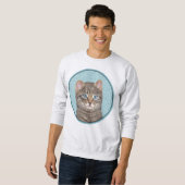 Gray Tabby Cat Painting - Cute Original Cat Art Trui (Voorkant volledig)