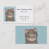 Gray Tabby Cat Painting - Cute Original Cat Art Visitekaartje (Voorkant / Achterkant)