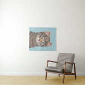 Gray Tabby Cat Painting - Cute Original Cat Art Wandkleed (In Situ (horizontaal))