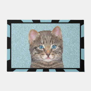 Gray Tabby Cat Painting - Kat Originele Kat Art Deurmat