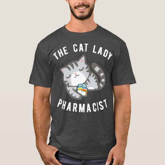 Gray Tabby Cat Pharmacist Kat Druggist T-shirt (Voorkant)