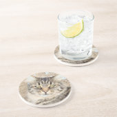 Gray Tabby Cat Sandstone Onderzetter (Zijkant)