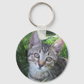 Gray Tabby Cat Sleutelhanger (Voorkant)
