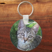 Gray Tabby Cat Sleutelhanger (Voorkant)