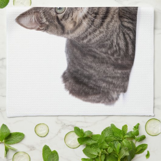Gray Tabby Cat Theedoek (Gevouwen)