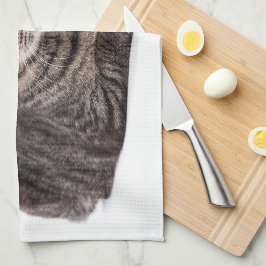 Gray Tabby Cat Theedoek (Quarter Fold)