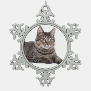 Gray Tabby Cat Tin Sneeuwvlok Ornament