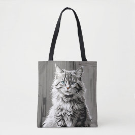 Gray Tabby Cat Tote Bag