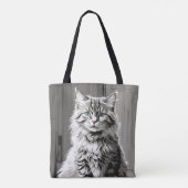 Gray Tabby Cat Tote Bag (Achterkant)