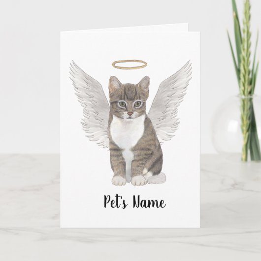 Gray Tabby Kat Sympathie Memorial Kaart (Voorkant)