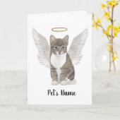 Gray Tabby Kat Sympathie Memorial Kaart (Gele Bloem)
