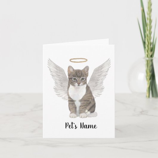 Gray Tabby Kat Sympathie Memorial Kaart (Voorkant)