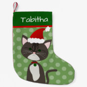 Gray Tabby Santa Kat Kleine Kerstsok (Voorkant)
