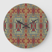 Gray Tan Brown Ochre Ivory Red Tribal Patroon Grote Klok (Voorkant)