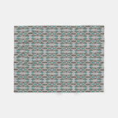 Gray Taupe Aqua Turquoise Blue Tribal Art Pattern Fleece Deken (Voorkant (Horizontaal))