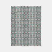 Gray Taupe Aqua Turquoise Blue Tribal Art Pattern Fleece Deken (Voorkant)