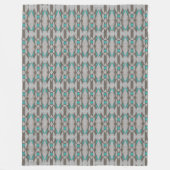 Gray Taupe Aqua Turquoise Blue Tribal Art Pattern Fleece Deken (Voorkant)