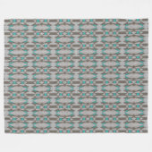 Gray Taupe Aqua Turquoise Blue Tribal Art Pattern Fleece Deken (Voorkant (Horizontaal))