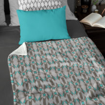 Gray Taupe Aqua Turquoise Blue Tribal Art Pattern