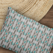 Gray Taupe Aqua Turquoise Blue Tribal Art Pattern