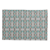 Gray Taupe Aqua Turquoise Blue Tribal Art Pattern Kussensloop (Achterkant-Links)