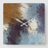 Gray Taupe White Abstract Wall Clock Vierkante Klok (Voorkant)