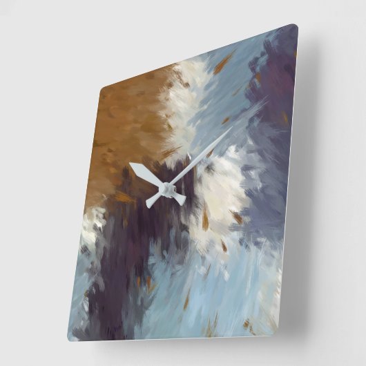 Gray Taupe White Abstract Wall Clock Vierkante Klok (Hoek)