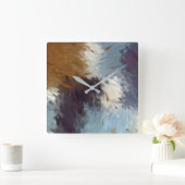 Gray Taupe White Abstract Wall Clock Vierkante Klok (Huis)