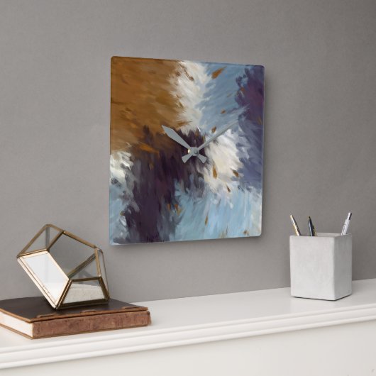 Gray Taupe White Abstract Wall Clock Vierkante Klok (Kantoor)