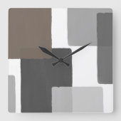 Gray Taupe White Geometric Modern Minimalist Vierkante Klok (Voorkant)