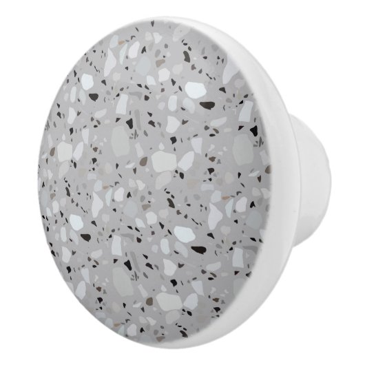 Gray Terrazzo Pattern Keramische Knop (Rechts)