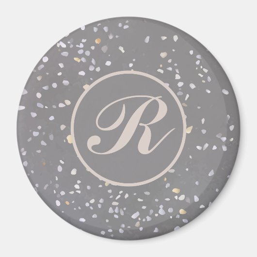 Gray Terrazzo Stone Magneet (Voorkant)