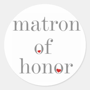 Gray Text Matron of Honor Ronde Sticker