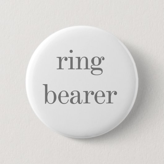 Gray Text Ring Bearer Ronde Button 5,7 Cm (Voorkant)