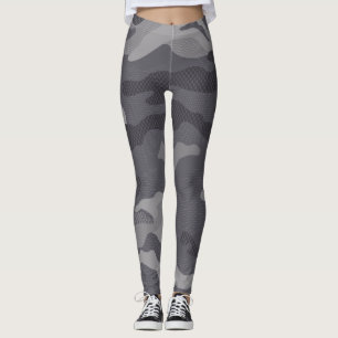 Gray Texture Camouflage. Camp uw Leggings