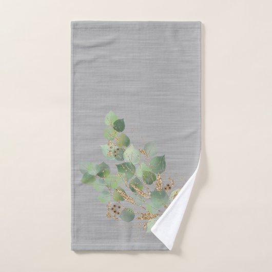 GRAY TEXTURE SAGE EUCALYPTUS BATHROOM TOWEL SET BAD HANDDOEK (Handdoek)