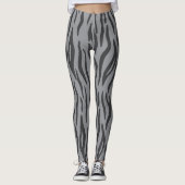 Gray Tiger Animal Print Women's Leggings (Voorkant)