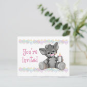 Gray Tiger Kitten Roze Baby shower Uitnodiging (Staand voorkant)