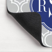 Gray Tile Lattice Pattern Blue Monogram Muismat (Hoek)