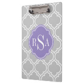 Gray Tile Lattice Pattern Lavener Monogram Klembord (Links)