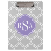 Gray Tile Lattice Pattern Lavener Monogram Klembord (Voorkant)