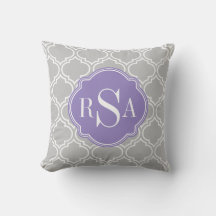 Gray Tile Lattice Pattern Lavener Monogram