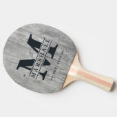 Gray Timber Monogram & Name Overlay Tafeltennisbatje (Zijkant)
