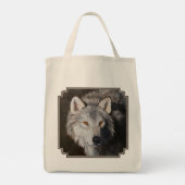 Gray Timber Wolf Face Canvas tas (Achterkant)