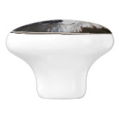 Gray Timber Wolf Face Keramische Knop (Zijkant)