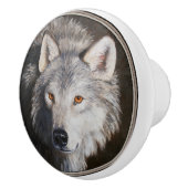 Gray Timber Wolf Face Keramische Knop (Rechts)
