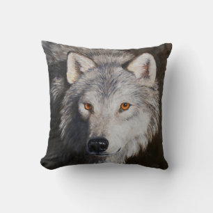 Gray Timber Wolf Face Kussen