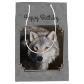 Gray Timber Wolf Face Medium Cadeauzakje (Voorkant)