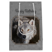 Gray Timber Wolf Face Medium Cadeauzakje (Achterkant)